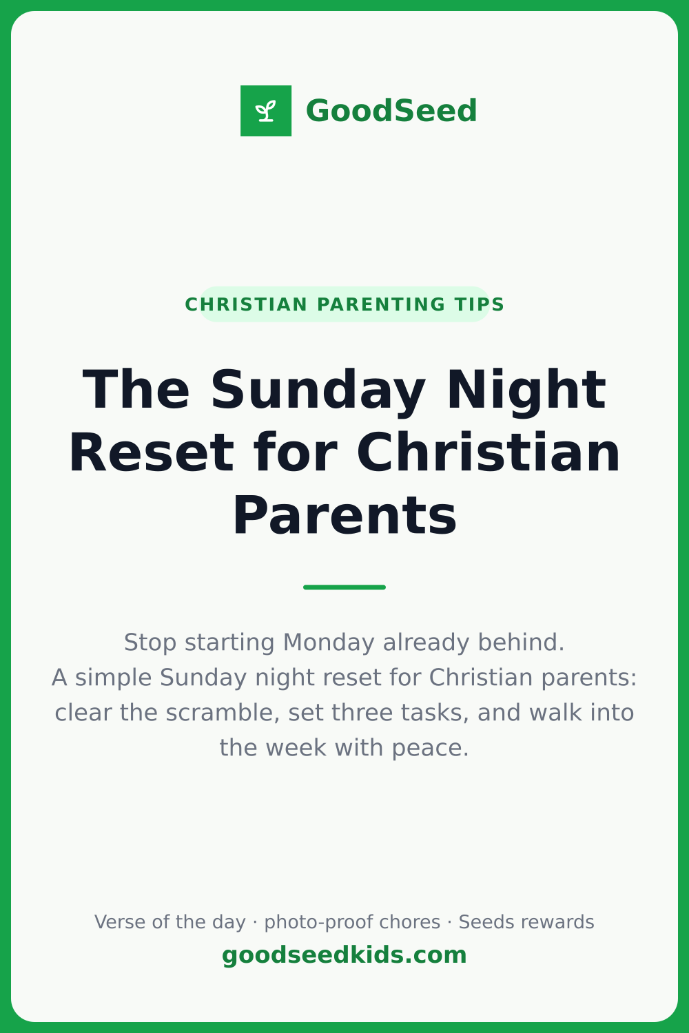 A calm Sunday evening kitchen reset with a short family checklist on the counter